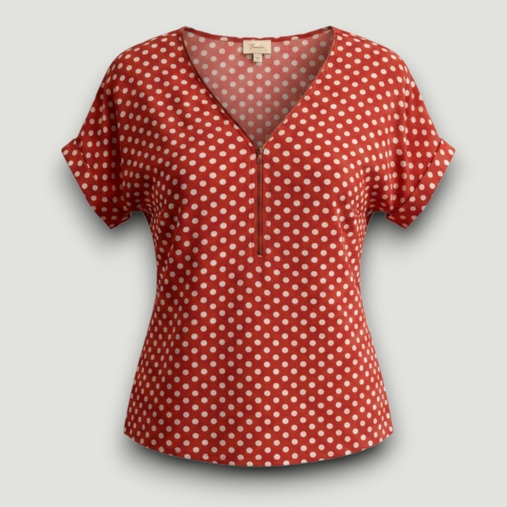 Tovia Womens Blouse Salmon Pink M Polka Dot Rockabilly Retro Officewear Chic - Picture 2 of 7